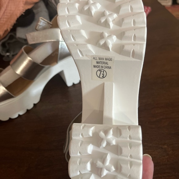 Soda Silver Strappy Sandals - Picture 3 of 3